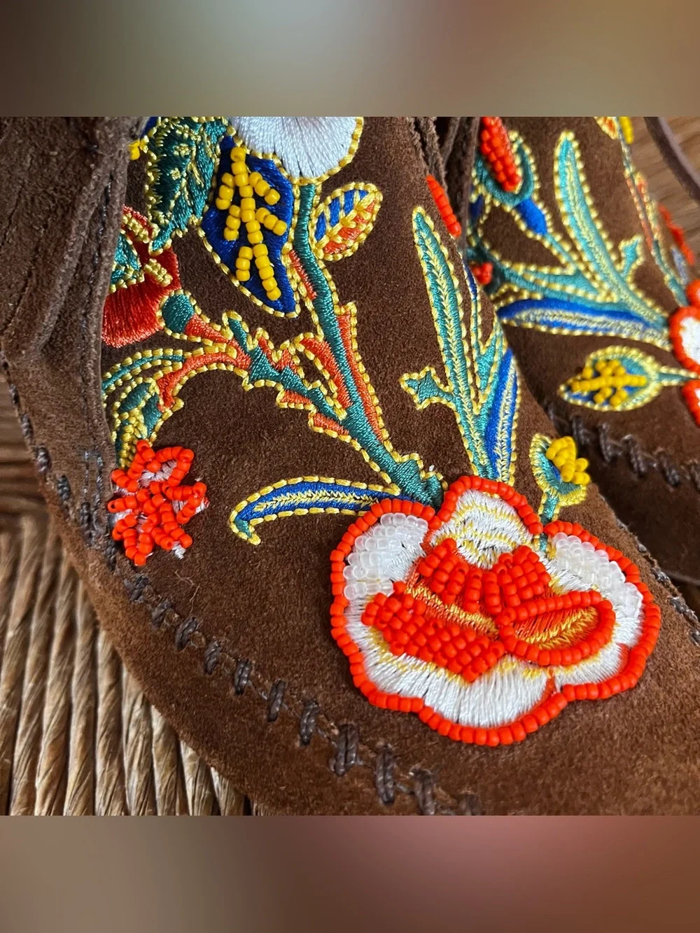 Tory Burch Huntington Suede Beaded Fringe Moccasin Booties